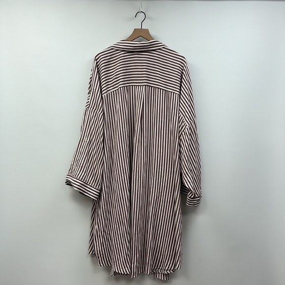 Torrid Gauze Striped Open Front Shirt Tunic Kimono Burgundy - Picture 5 of 9